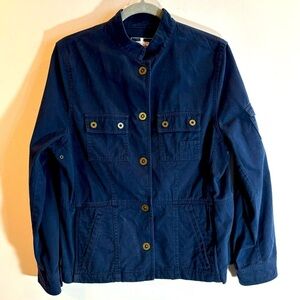 LAUREN NAVY SUPPLY Company Sz L Canvas Jacket 100% Cotton Snap Buttons Pockets